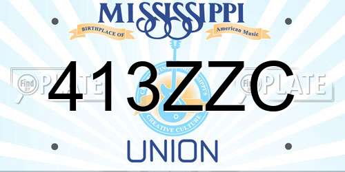 413ZZC Mississippi License Plate