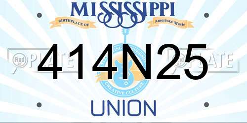 414N25 Mississippi License Plate