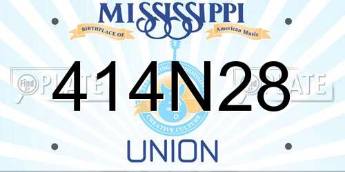 414N28 Mississippi License Plate