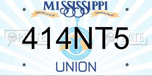 414NT5 Mississippi License Plate
