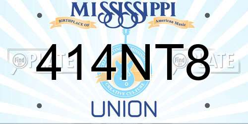 414NT8 Mississippi License Plate