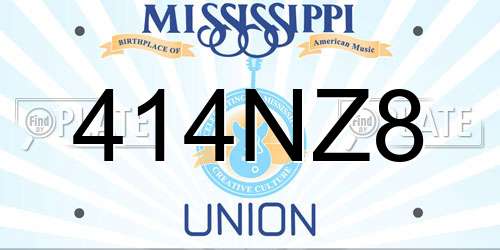 414NZ8 Mississippi License Plate