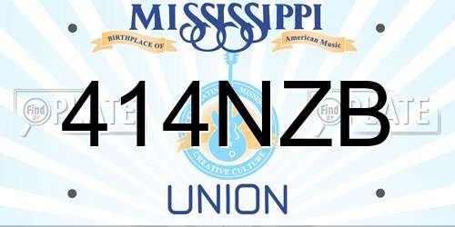 414NZB Mississippi License Plate