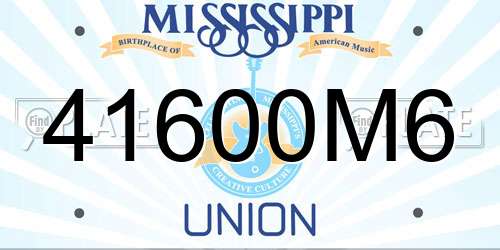 41600M6 Mississippi License Plate