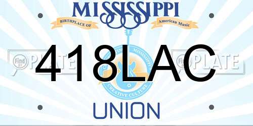 418LAC Mississippi License Plate