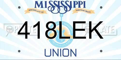 418LEK Mississippi License Plate