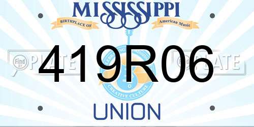 419R06 Mississippi License Plate