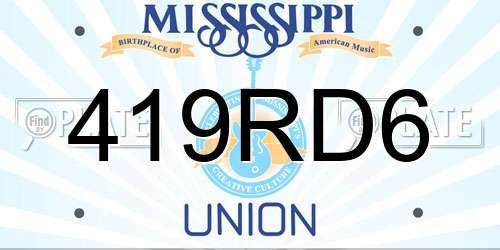 419RD6 Mississippi License Plate