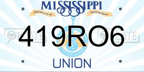 419RO6 Mississippi License Plate