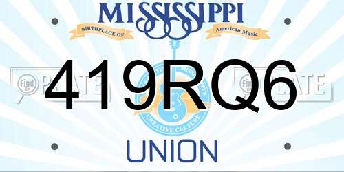 419RQ6 Mississippi License Plate