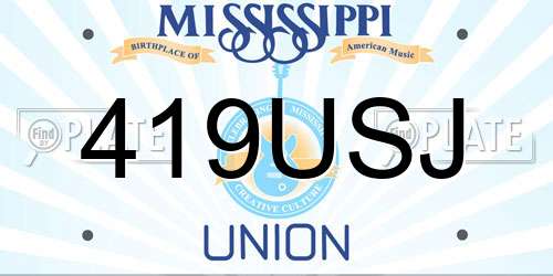 419USJ Mississippi License Plate
