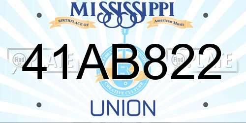 41AB822 Mississippi License Plate