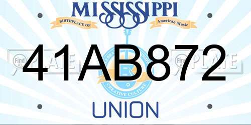 41AB872 Mississippi License Plate