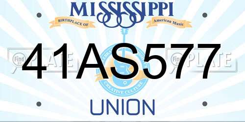 41AS577 Mississippi License Plate