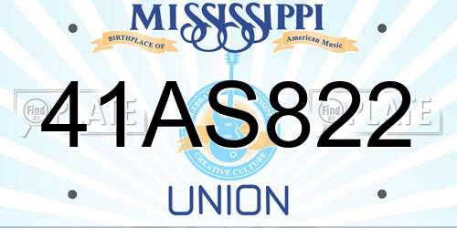 41AS822 Mississippi License Plate