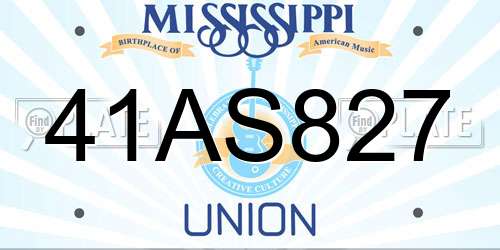 41AS827 Mississippi License Plate