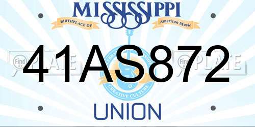 41AS872 Mississippi License Plate