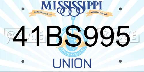 41BS995 Mississippi License Plate