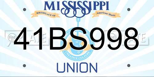 41BS998 Mississippi License Plate