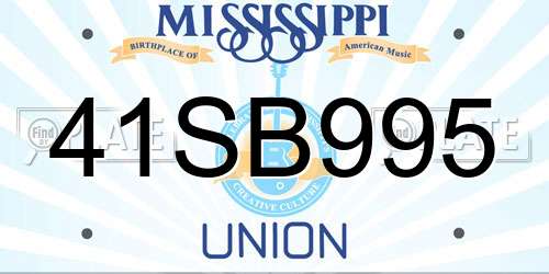 41SB995 Mississippi License Plate