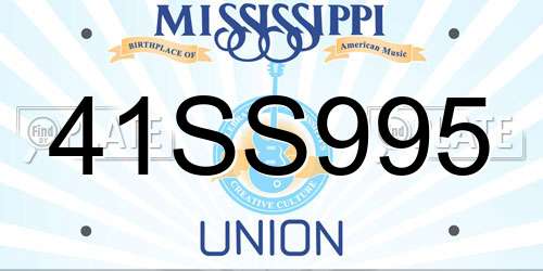 41SS995 Mississippi License Plate