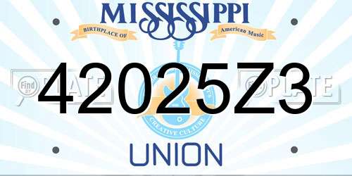 42025Z3 Mississippi License Plate