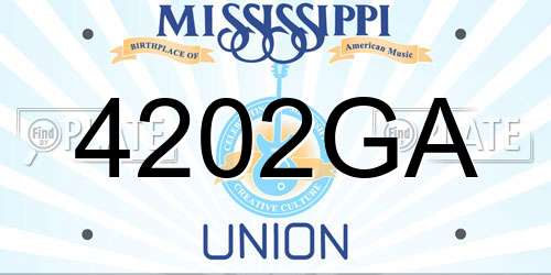 4202GA Mississippi License Plate