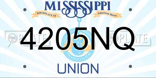 4205NQ Mississippi License Plate