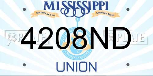 4208ND Mississippi License Plate