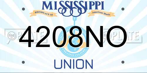 4208NO Mississippi License Plate