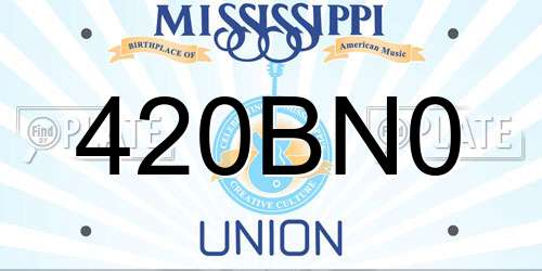 420BN0 Mississippi License Plate