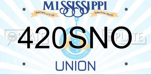 420SNO Mississippi License Plate