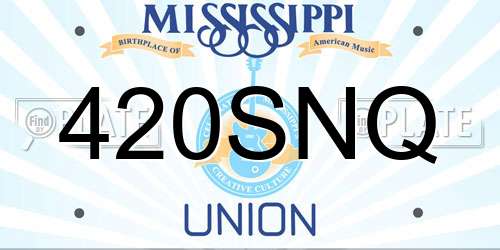 420SNQ Mississippi License Plate