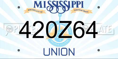 420Z64 Mississippi License Plate