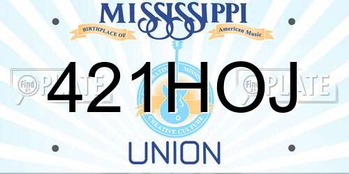 421HOJ Mississippi License Plate