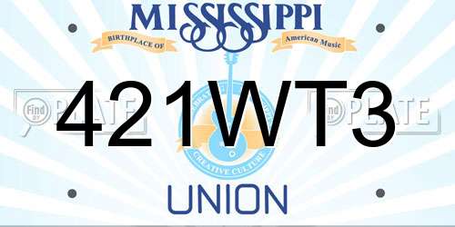 421WT3 Mississippi License Plate