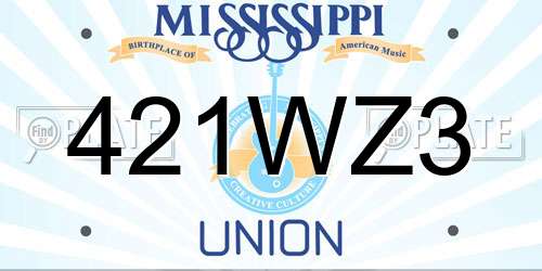 421WZ3 Mississippi License Plate
