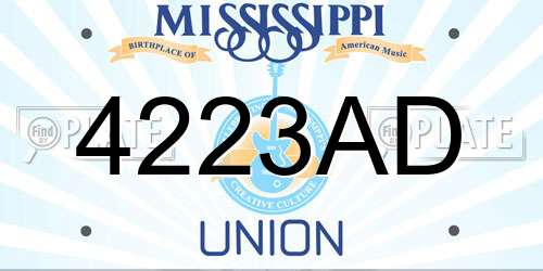 4223AD Mississippi License Plate