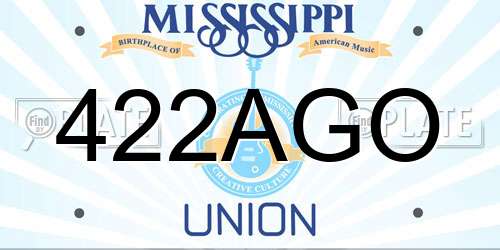 422AGO Mississippi License Plate