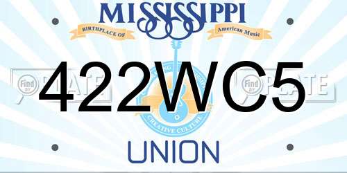 422WC5 Mississippi License Plate