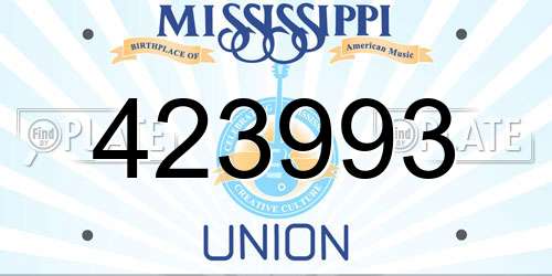 423993 Mississippi License Plate