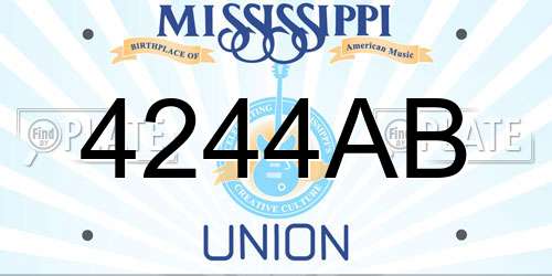 4244AB Mississippi License Plate
