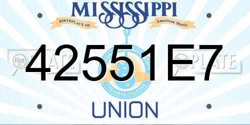 42551E7 Mississippi License Plate