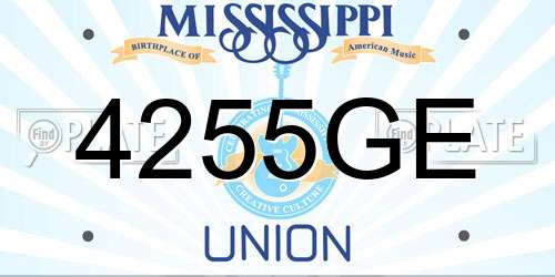 4255GE Mississippi License Plate