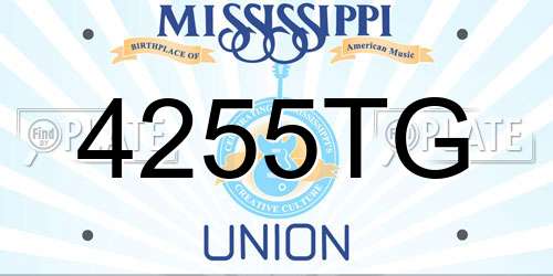 4255TG Mississippi License Plate