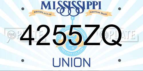 4255ZQ Mississippi License Plate