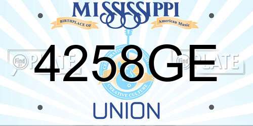 4258GE Mississippi License Plate