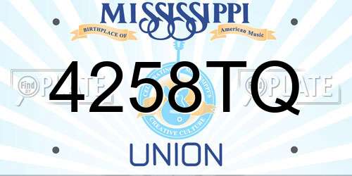 4258TQ Mississippi License Plate