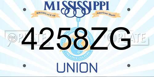 4258ZG Mississippi License Plate
