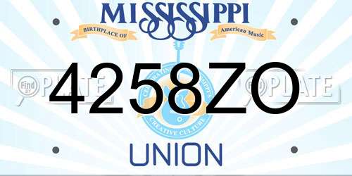 4258ZO Mississippi License Plate